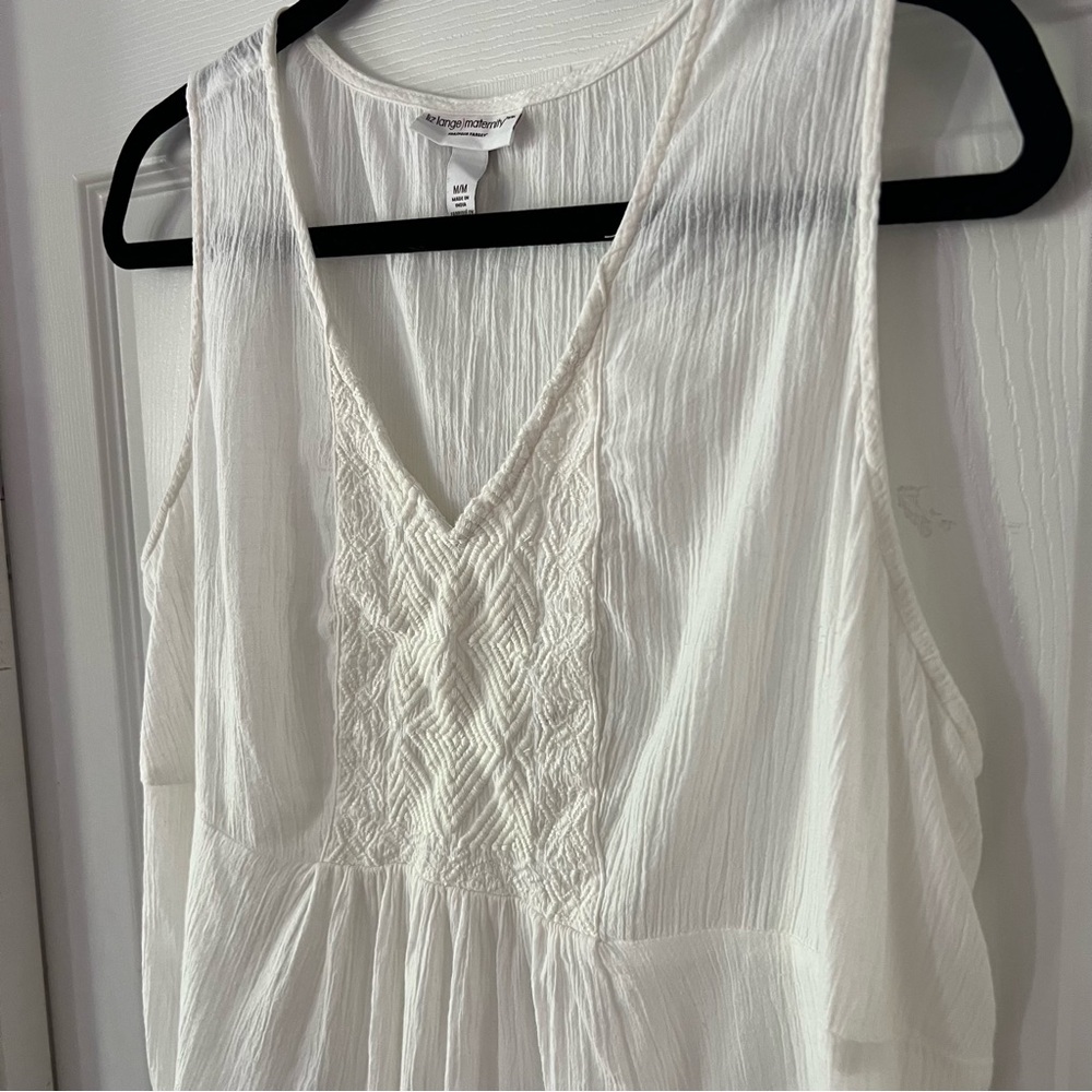 Cream Sleeveless Maternity Top with Embroidered Detail
